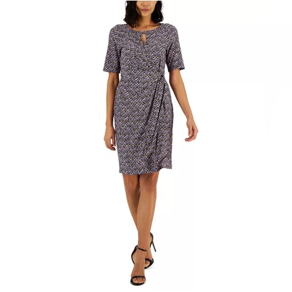 Anne Klein Pink Keyhole Faux Wrap Dress M